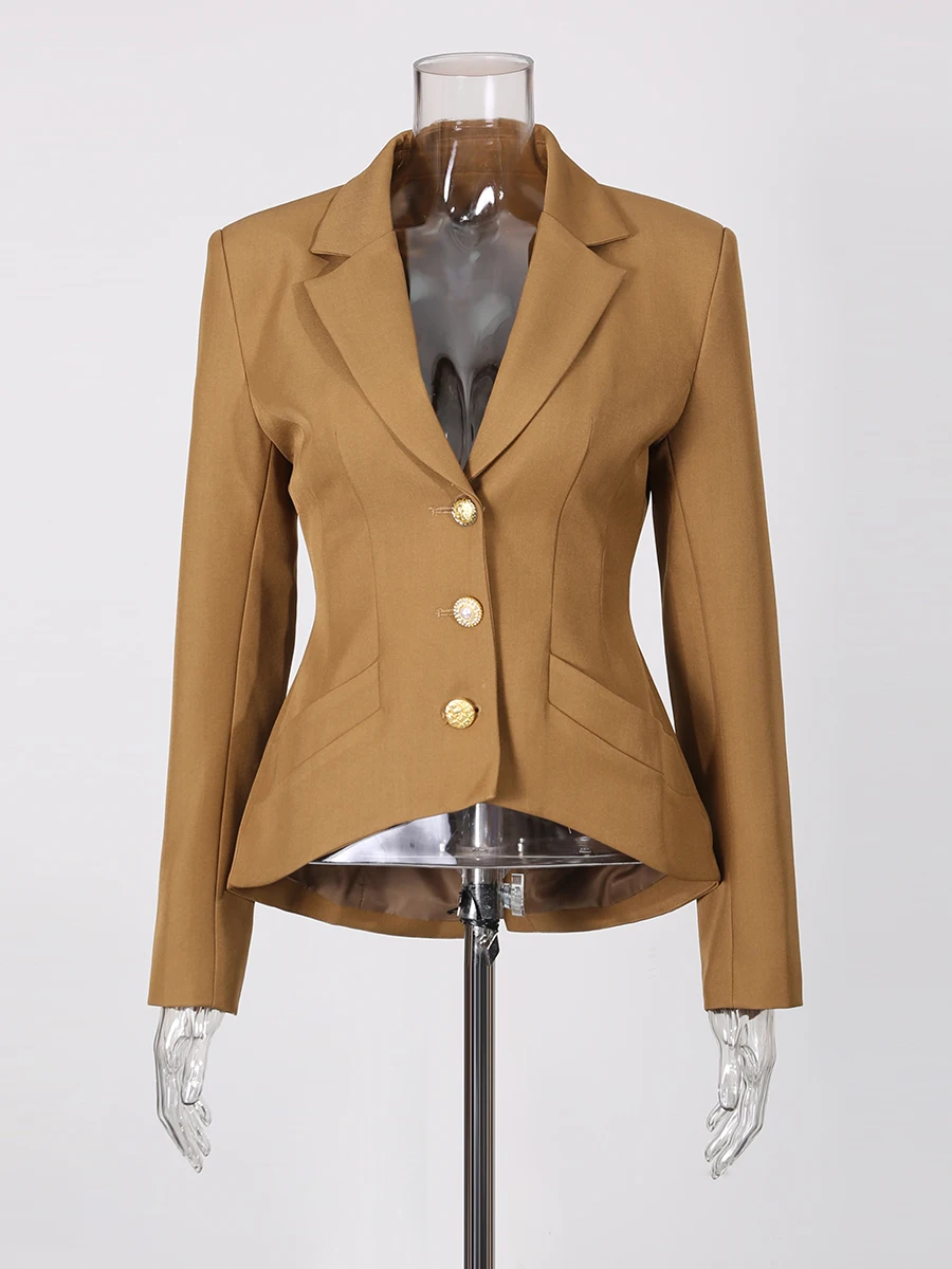 TWOTWINSTYLE, chaquetas cortas empalmadas de un solo pecho a la moda para mujer, solapa, manga larga, Túnica, chaqueta con temperamento, ropa femenina