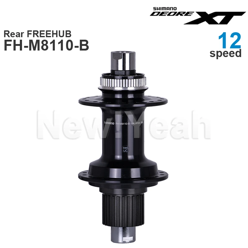 Grupo de bujes SHIMANO DEORE XT M8110 Buje delantero 100/110x15 mm y eje trasero FREEHUB 142/148x12 mm E-THRU - Radios rectos 12 velocidades
