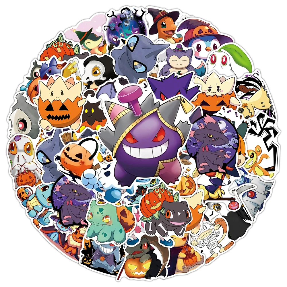 10/30/50 Uds. Pegatinas góticas de Pokémon, calcomanías de anime de Pikachu y Charmander para Halloween, juguetes impermeables, graffiti, papelería, para laptop