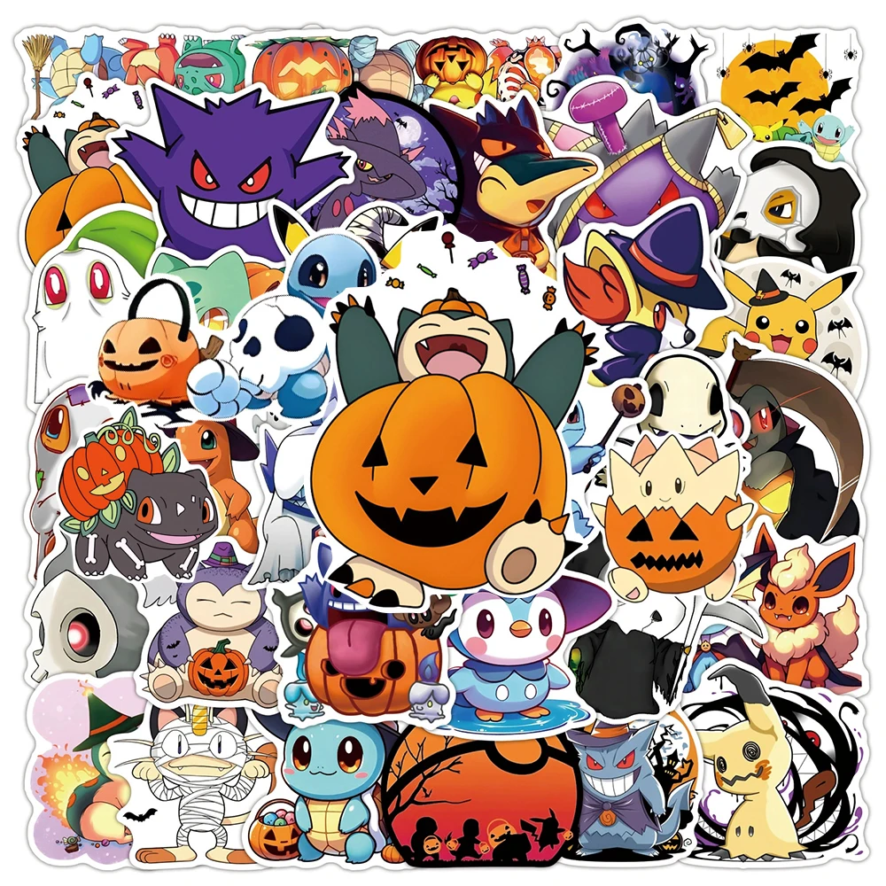 10/30/50 Uds. Pegatinas góticas de Pokémon, calcomanías de anime de Pikachu y Charmander para Halloween, juguetes impermeables, graffiti, papelería, para laptop