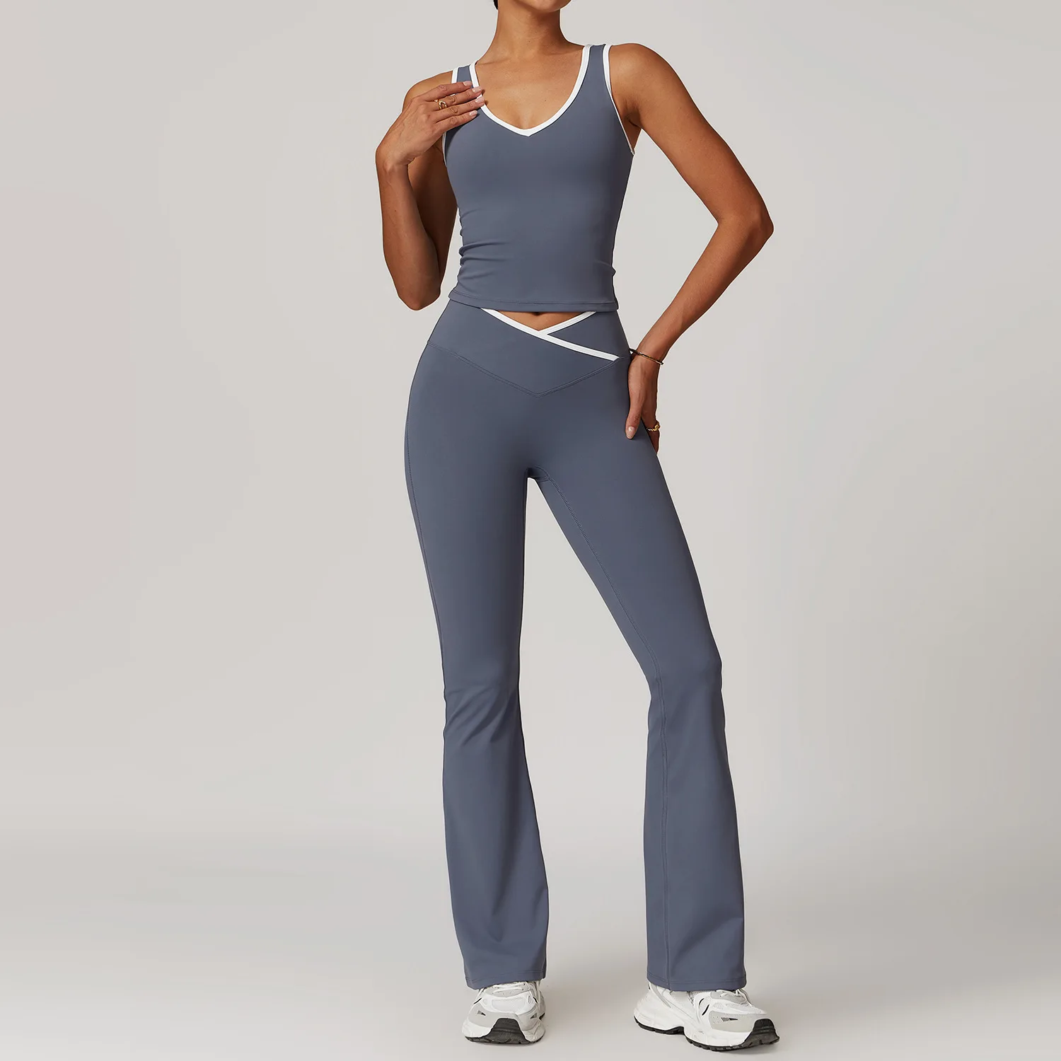 Conjunto de ropa de Yoga para mujer, 2 piezas, trajes de entrenamiento, ropa deportiva para Fitness, chándal de gimnasio, mallas de cintura alta, Sujetador deportivo, ropa atlética