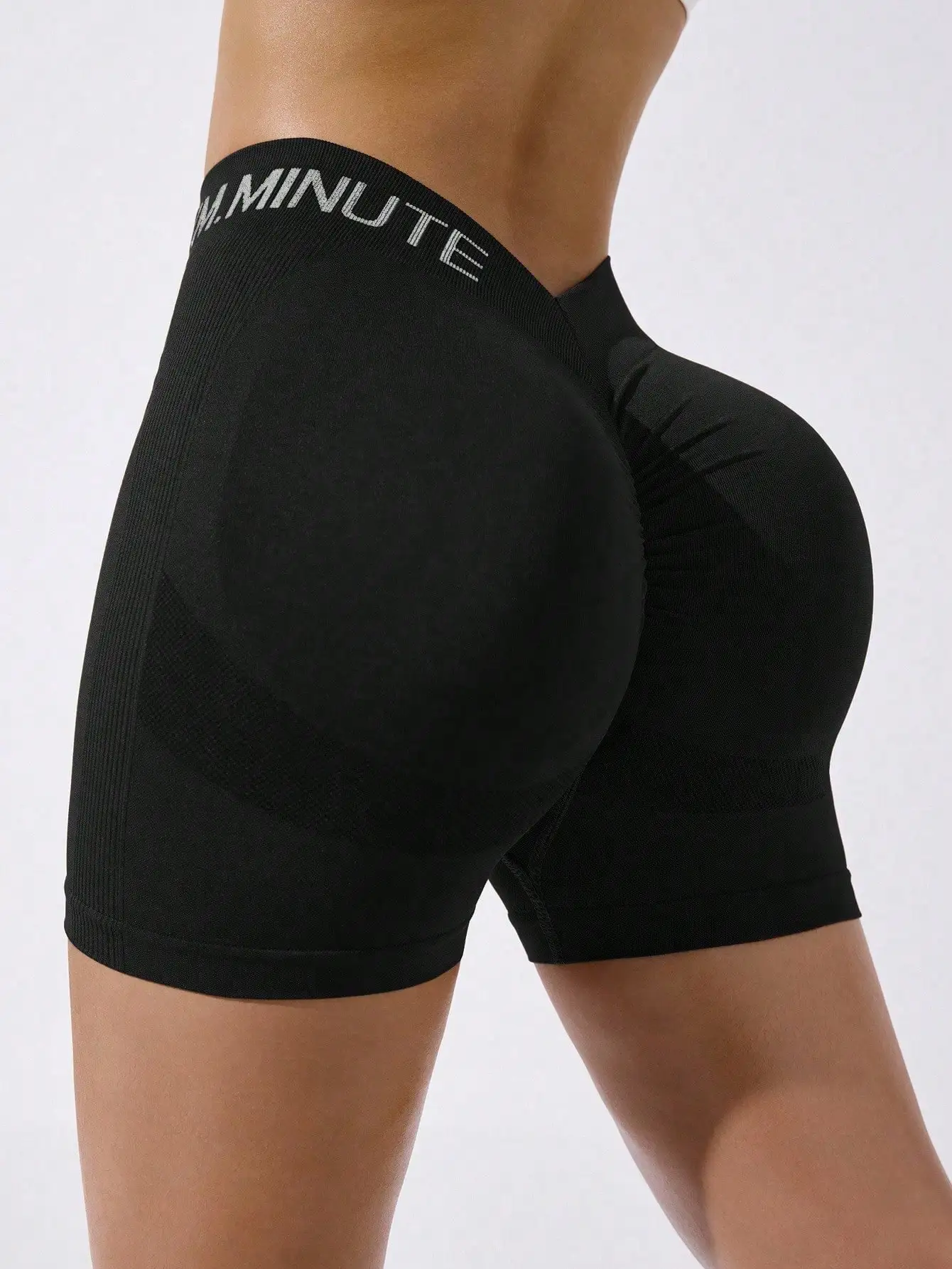 Pantalones cortos con letras para mujer, tela de nailon transpirable, glúteos en forma de V, una buena opción para yoga, correr y andar en bicicleta.