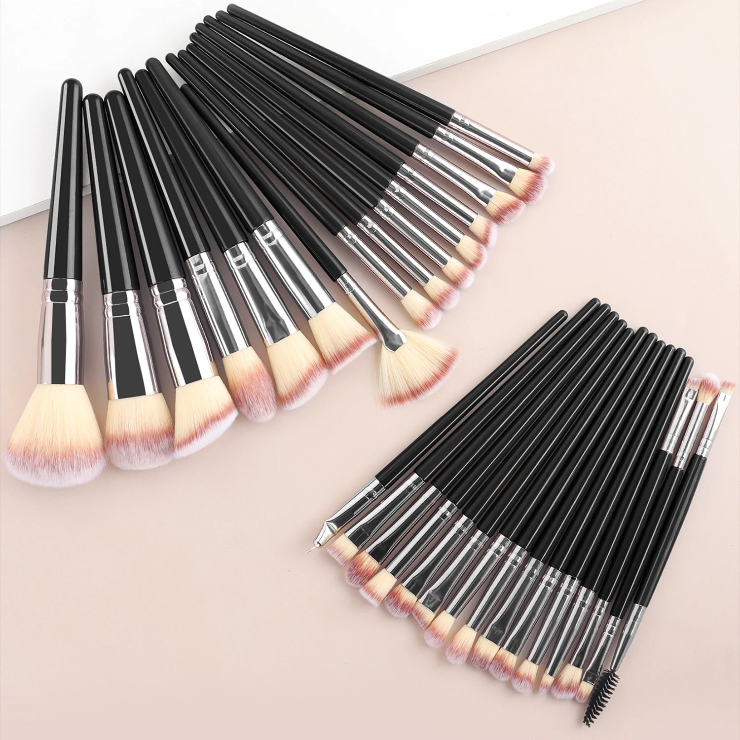 Set de 52 Piezas de Herramientas de Maquillaje con 30 Brochas, Brocha para Polvo, Brocha para Base + Esponjas, Borlas, Rizador de Pestañas, Diadema para Lavar la Cara