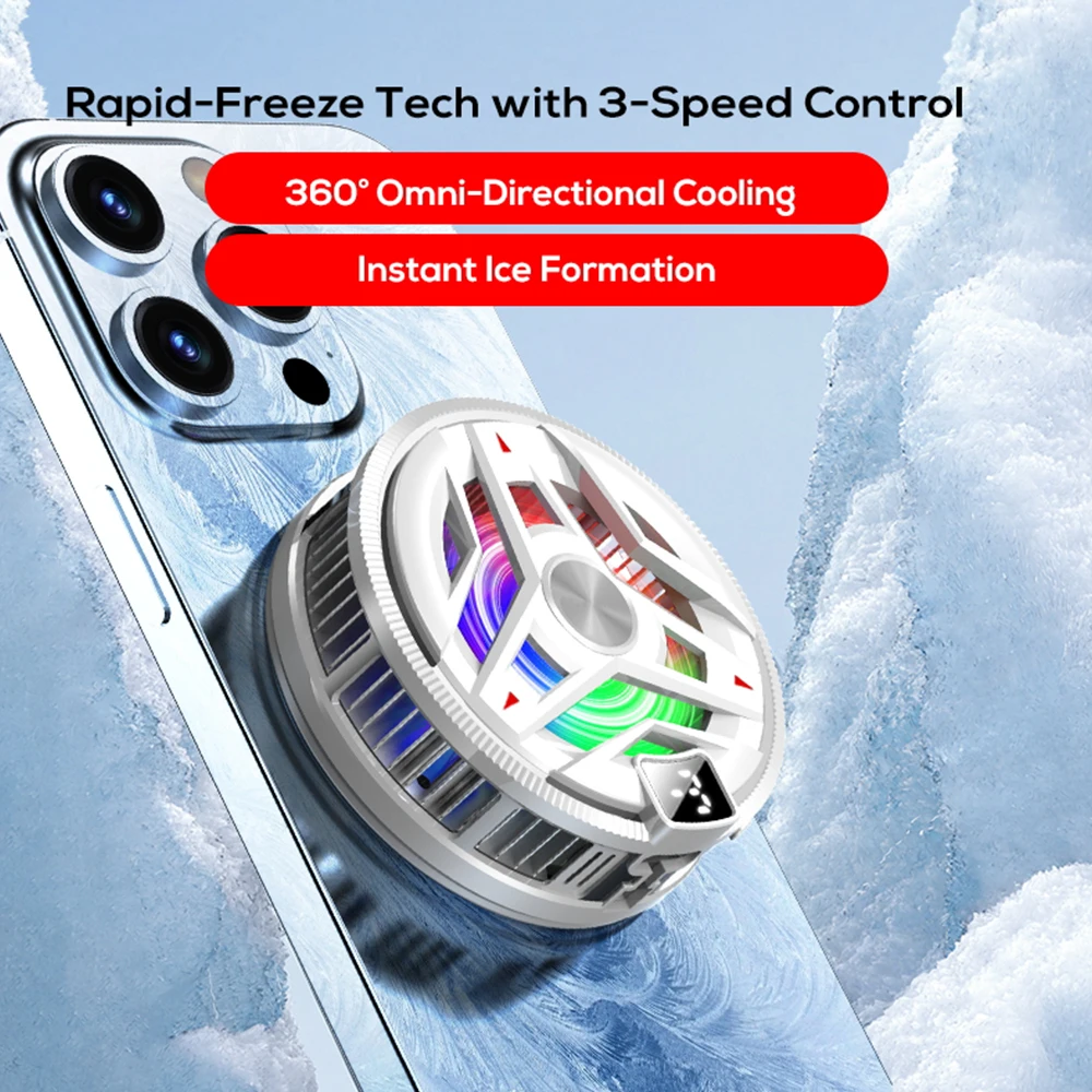Enfriador de teléfono magnético Semiconductor, radiador de Control de temperatura de 3 niveles con luces RGB, accesorios universales para teléfonos inteligentes