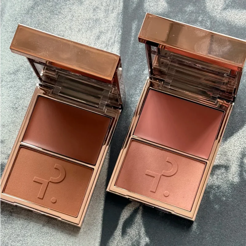 Patrick-Ta Double-take Creme & Powder Blush, acabado mate satinado, textura de polvo fino, productos de rubor cremoso de la popular marca.