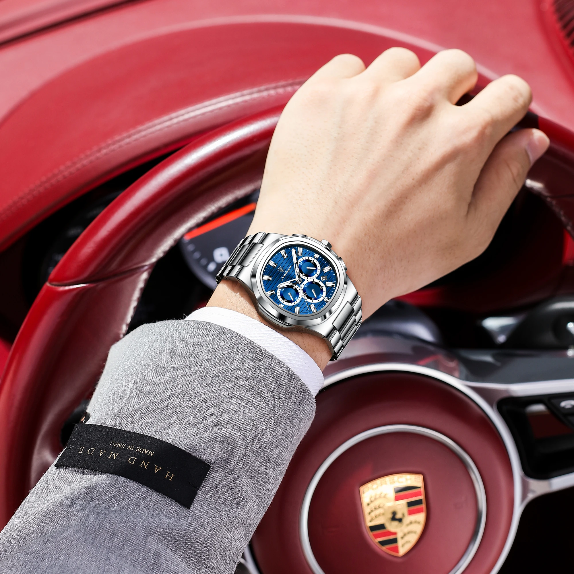 Reloj POEDAGAR de Lujo para Hombre, Resistente al Agua, de Acero Inoxidable, Luminoso, con Fecha, Cronógrafo, de Cuarzo, para Negocios
