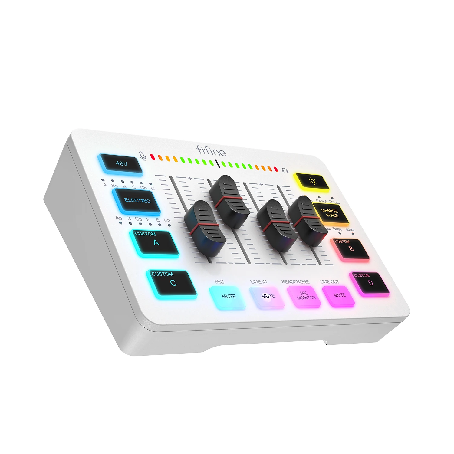 Mezclador USB para Juegos FIFINE con 4 Canales/Interfaz de Micrófono XLR/RGB, Mezclador de Sonido para Transmisión de Podcasts y Juegos AmpliGame SC3W