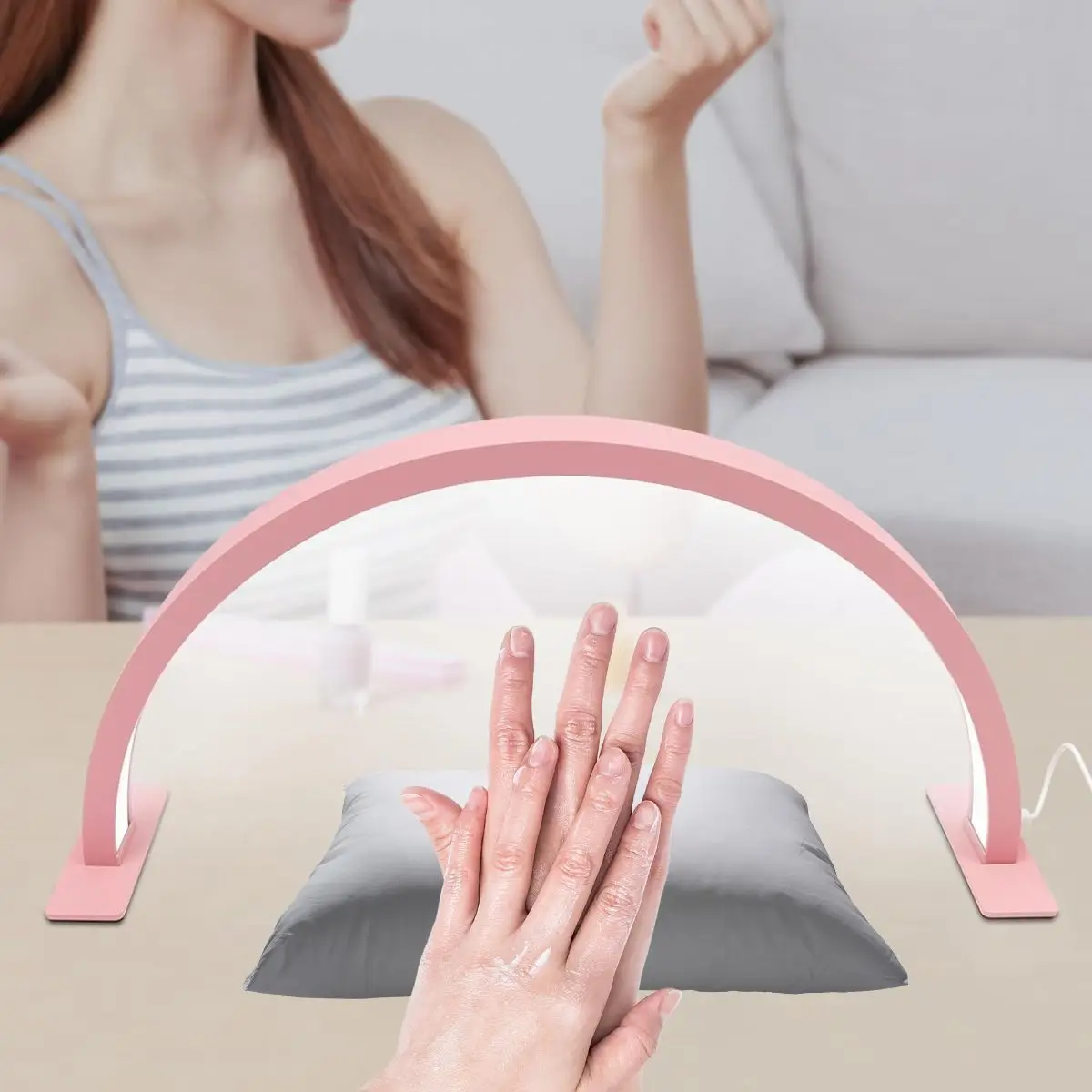 La lámpara de uñas en forma de media luna de 1 pieza tiene brillo y temperatura de color ajustables, adecuada para la extensión de uñas, pestañas y...