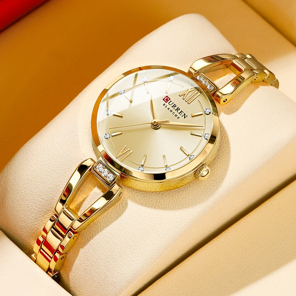 Relojes CURREN para mujer, reloj de cuarzo Original elegante a la moda para mujer, resistente al agua, de acero inoxidable, sencillo, de lujo, para uso diario