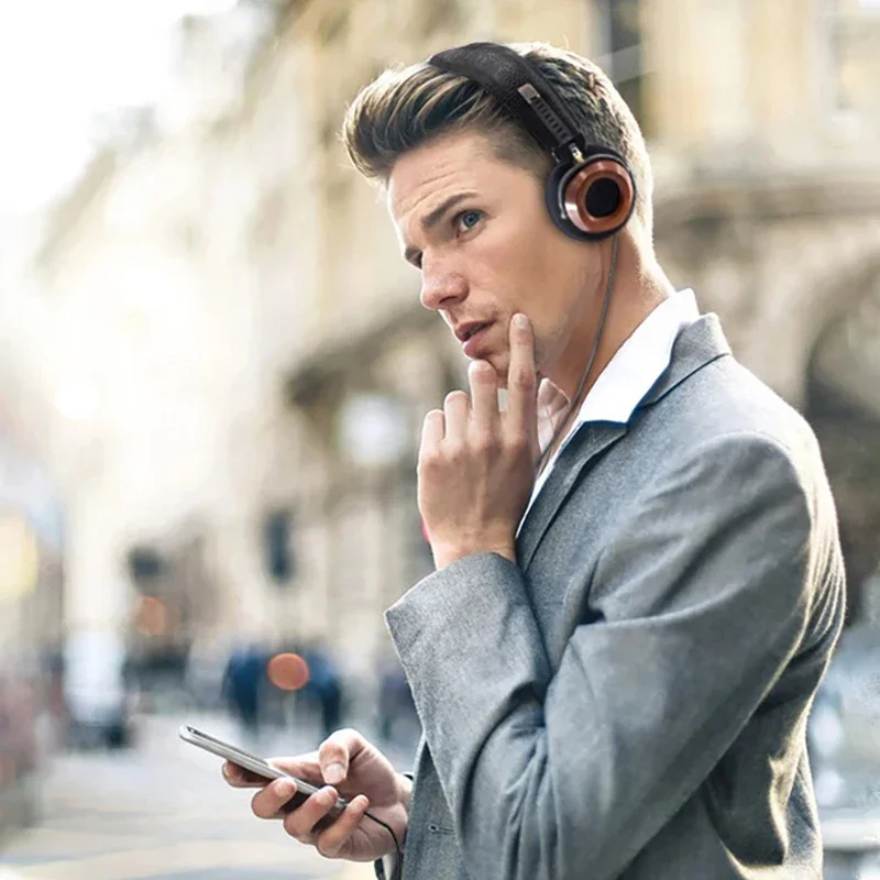 OKCSC-auriculares de madera M1 HiFi, cascos estéreo DIY, parte trasera semiabierta, controlador de 57mm, 3,5mm, desmontable, estilo Retro-Vintage