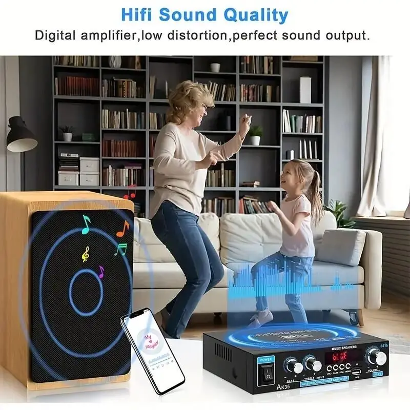 AK35 AK380 800W amplificadores de potencia para el hogar 2 canales Bluetooth 5,0 sonido envolvente FM USB Control remoto Mini amplificador Digital HIFI
