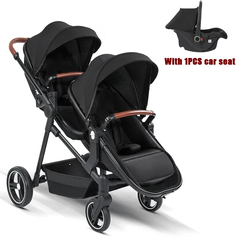 NUEVA Carriola para Bebés Gemelos 3 en 1 con Asiento de Auto, Ligera y Plegable para Subir al Avión, Carriola Multifuncional para Dos Niños