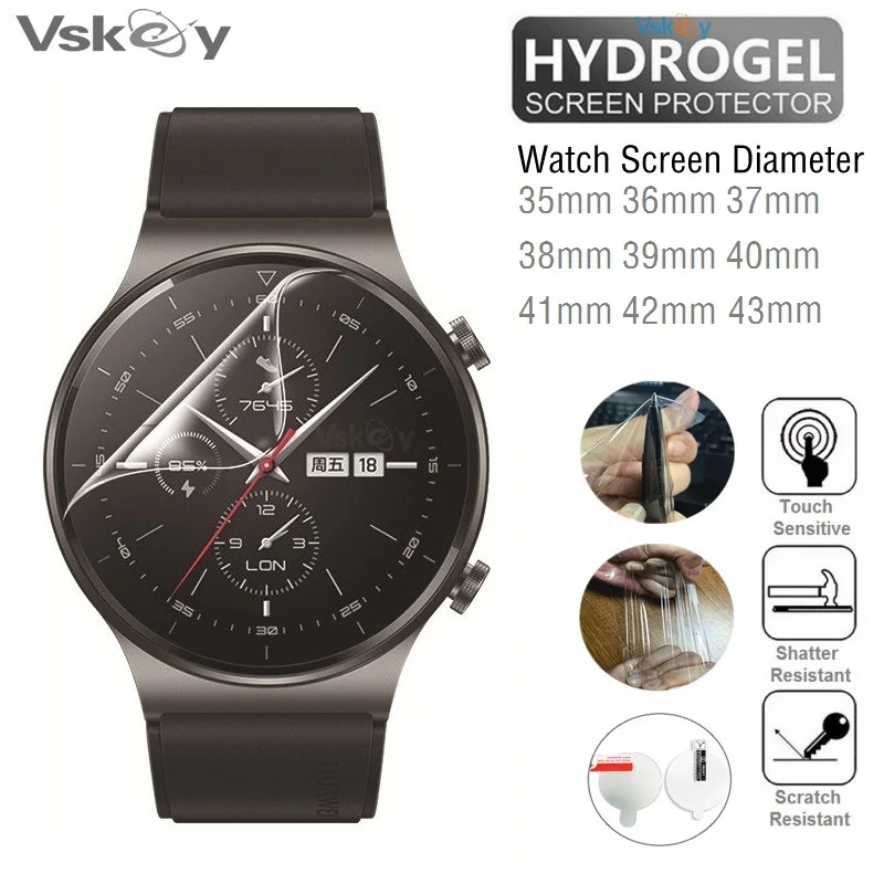 500 Uds TPU hidrogel Protector de pantalla suave para reloj inteligente diámetro 35mm 34mm 33mm 36mm 37mm 38mm 39mm 41mm 42mm 43mm película de reloj