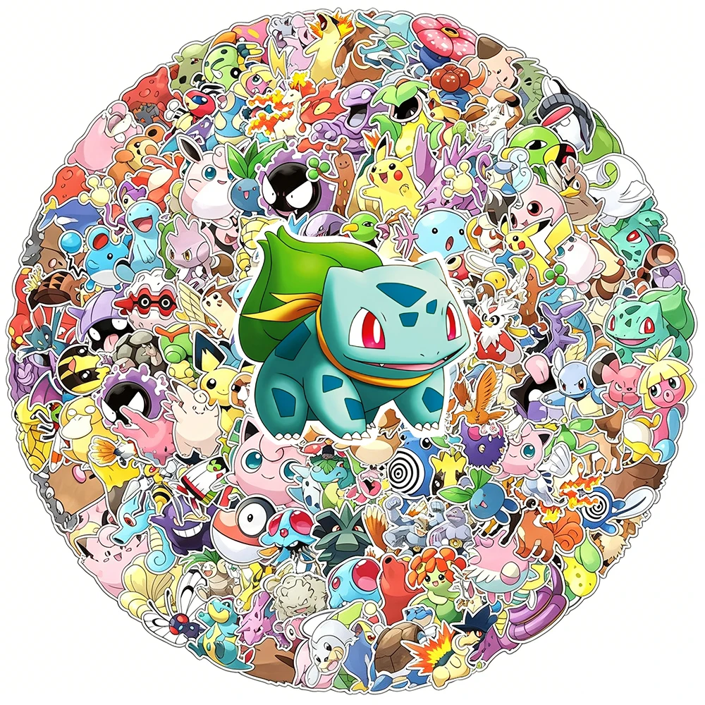 10/50/100/200/300 Uds. Pegatinas bonitas de Pokemon, calcomanías Kawaii de Anime Pikachu, pegatinas de dibujos animados impermeables para ordenador portátil y coche, juguetes, regalos