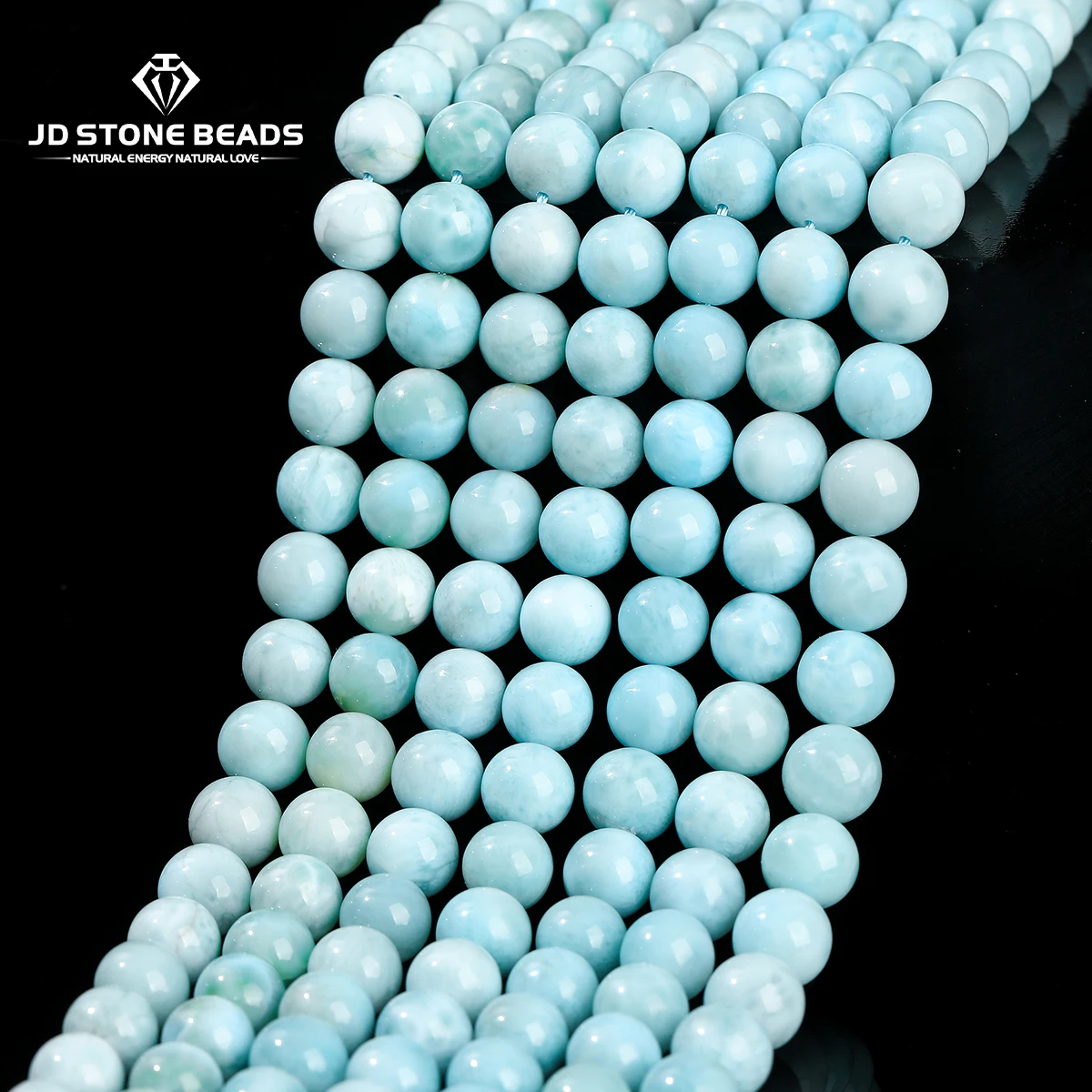 Cuentas de piedra Larimar de Dominica Natural 3A, espaciador suelto redondo liso, piedra preciosa del mar del océano para fabricación de joyería, accesorio de pulsera DIY