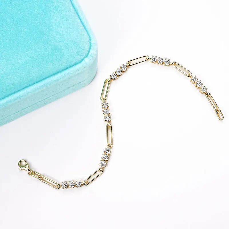 OXTAO-pulsera de moissanita de 3MM para mujer, pulseras de cadena ajustables de Plata de Ley 925, joyería de moda de lujo con certificado