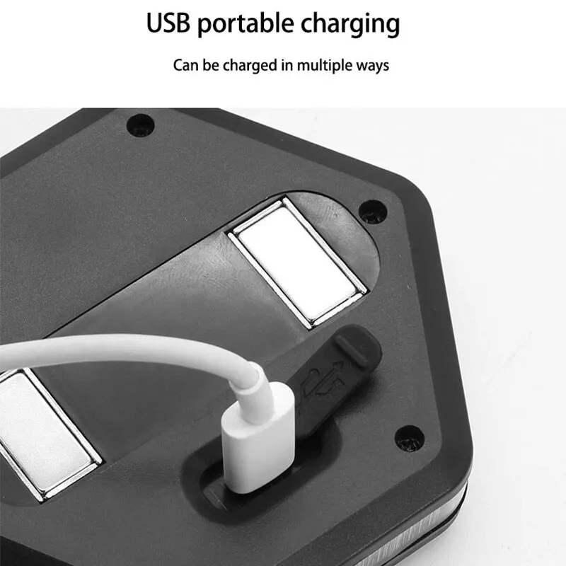 Luz de advertencia COB giratoria de 360 ° para coche, imán de carga USB de emergencia, adsorción nocturna, lámpara intermitente amarilla y blanca, luces de techo para maletero