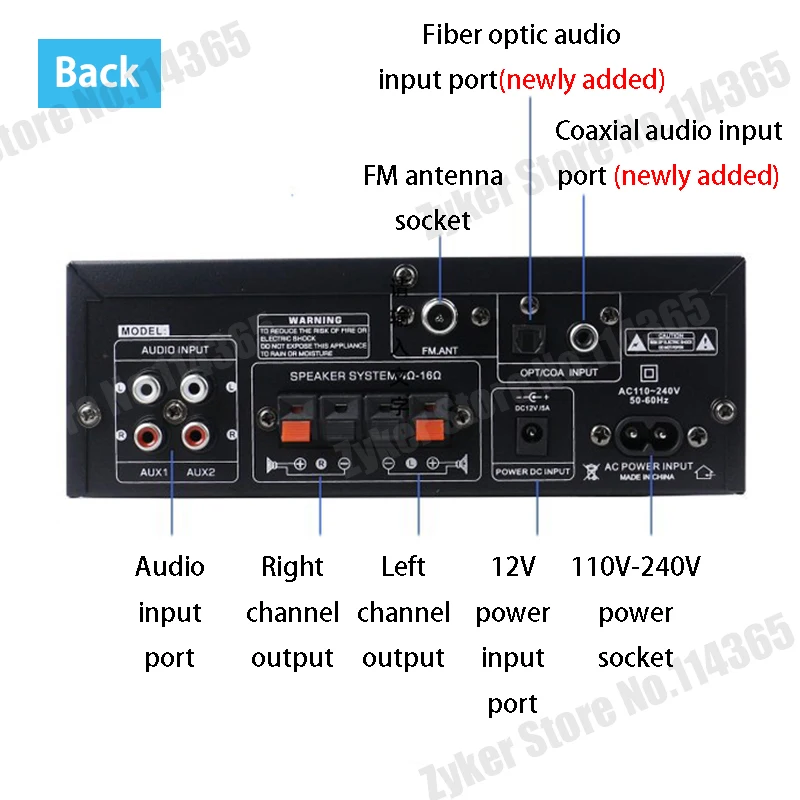 Amplificadores de sonido AK35/AK45/AK55 amplificador Digital Bluetooth para Karaoke de coche en casa amplificador estéreo HiFi de 2 canales FM Control remoto USB