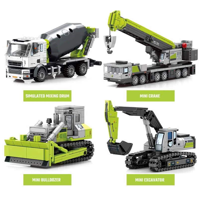 SEMBO-Kits de bloques de construcción de ensamblaje de vehículos de ingeniería, camión mezclador de excavadora MOC, bloques de modelismo, juguetes educativos DIY, regalos para niños