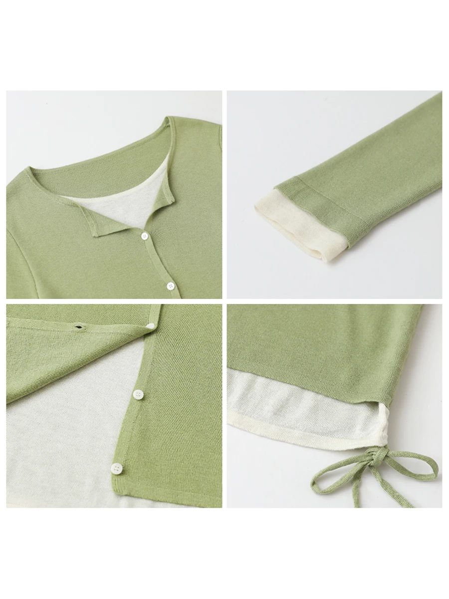 CHIC VEN-suéteres coreanos para mujer, Jersey ajustado con diseño, Top femenino con cuello redondo y cordón en la cintura, jerséis tejidos para primavera y verano 2025