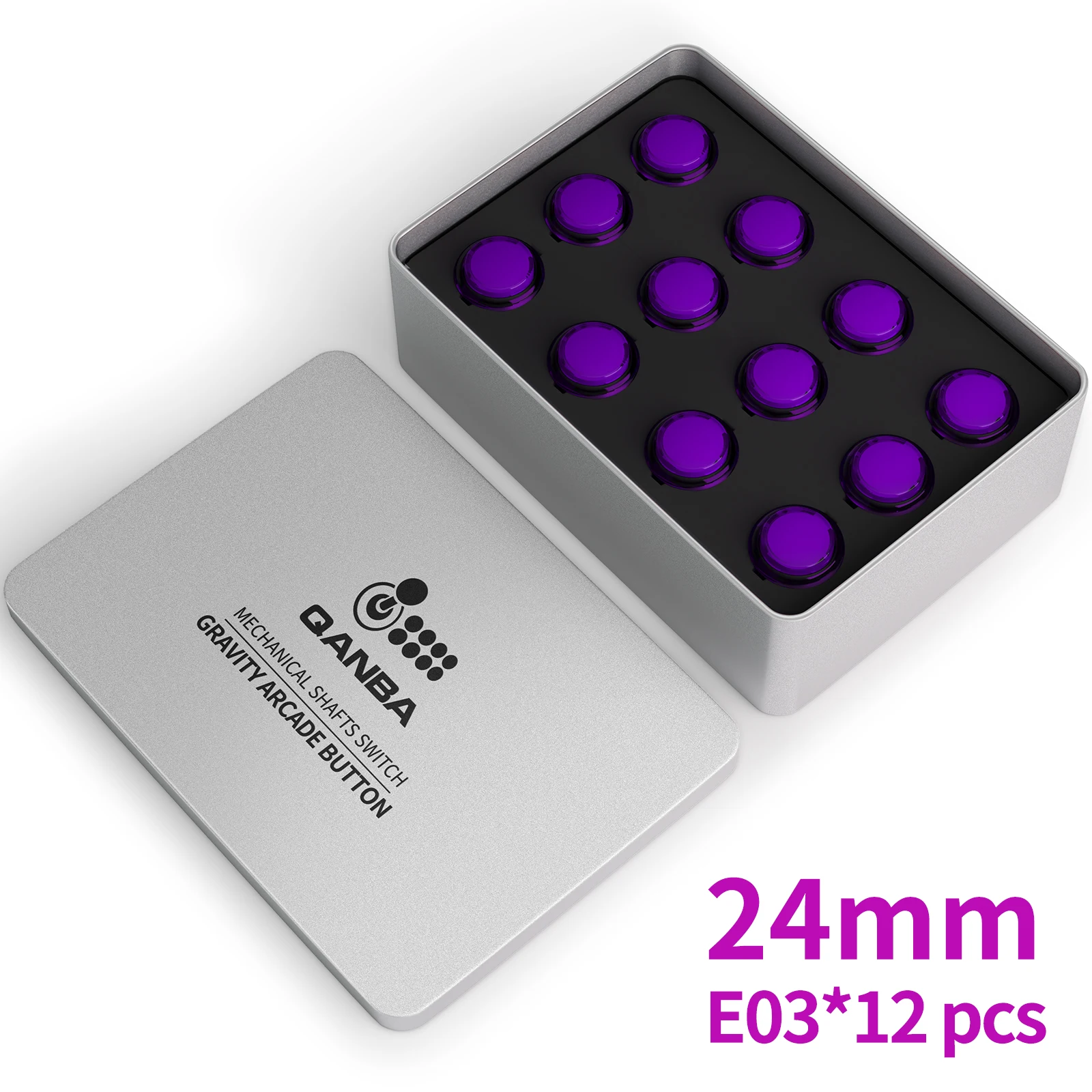 Qanba Gravity KS Ejes mecánicos Pulsador silencioso 24 mm/30 mm Botón Arcade a presión (en caja)