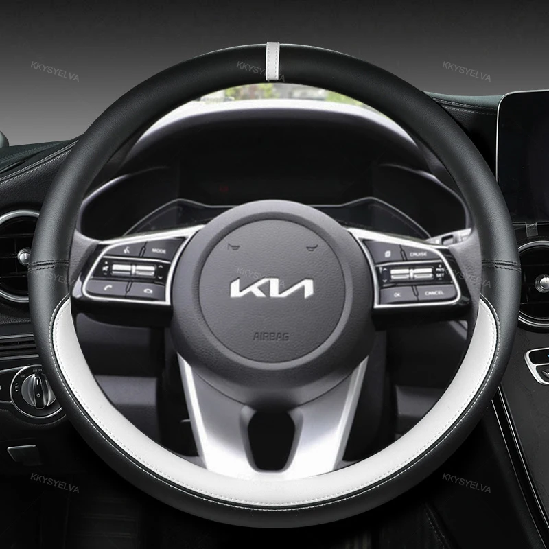 Protector para volante de coche de cuero de 38cm para KIA K5 KX5 K2 K3 GT marca Rio Cerato Sportage Stinger EV6 EV6 GT EV6 GT-line 2021 2022