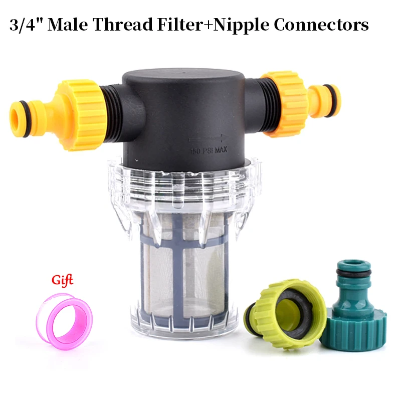 Filtro de riego de jardín de 3/4 ", tubería de agua de riego agrícola, conector rápido, prefiltro de impurezas, colador de bomba de agua para lavado de coches