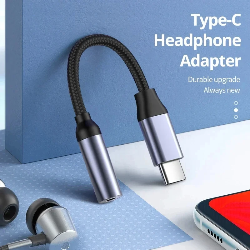Adaptador de conector de auriculares hembra USB C a 3,5mm, adaptador de Cable de Audio auxiliar tipo C para teléfono móvil Samsung Galaxy Huawei Xiaomi iPad Pro