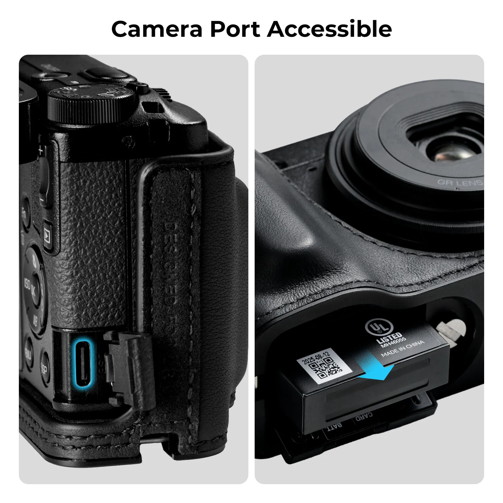 Funda de Cuero SmallRig GR IV, Kit de Funda para Cámara RICOH GR IV / GR III / GR IIIx / GR III HDF / GR IIIx HDF, Negro/Gris/Rojo