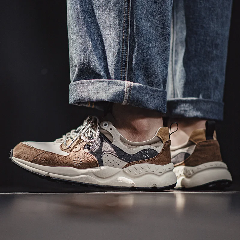 Maden 80's zapatos para correr con empalme Retro para hombres, zapatillas cómodas y transpirables versátiles, zapatos informales bajos para exteriores para hombres