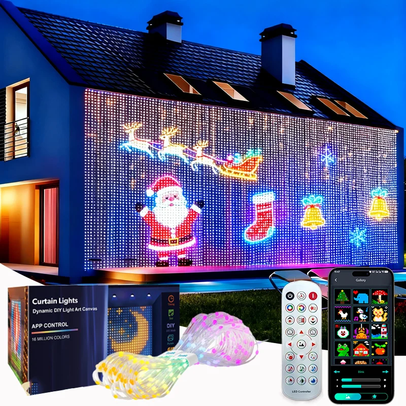 Luces LED Inteligentes para Cortinas, 1/2 Piezas, Luces de Hadas LED, Control por Aplicación, Sincronización con Música, Patrón Personalizable, Impermeables, para Decoración de Fiestas en Interiores y Exteriores