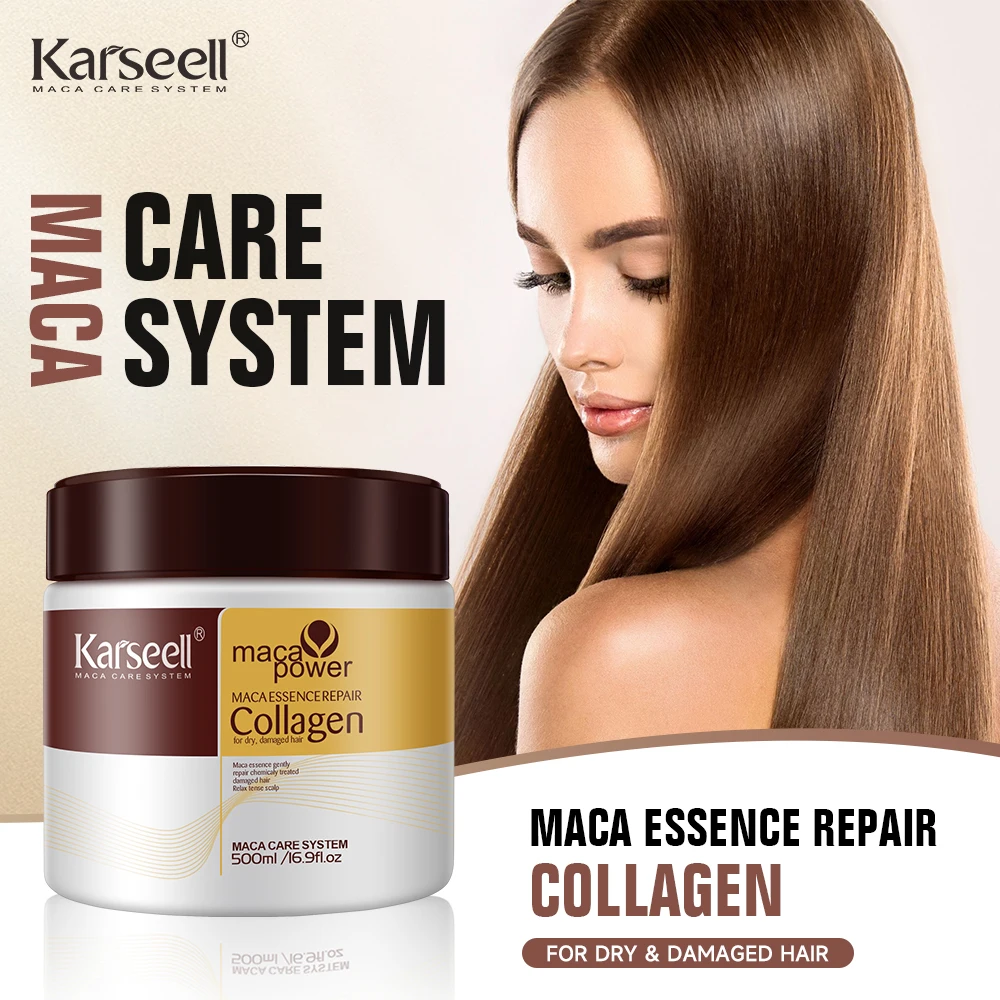Karseell 2 uds tratamiento capilar de colágeno reparación profunda acondicionamiento aceite de argán mascarilla para el cabello esencia para cabello seco dañado todo tipo de cabello