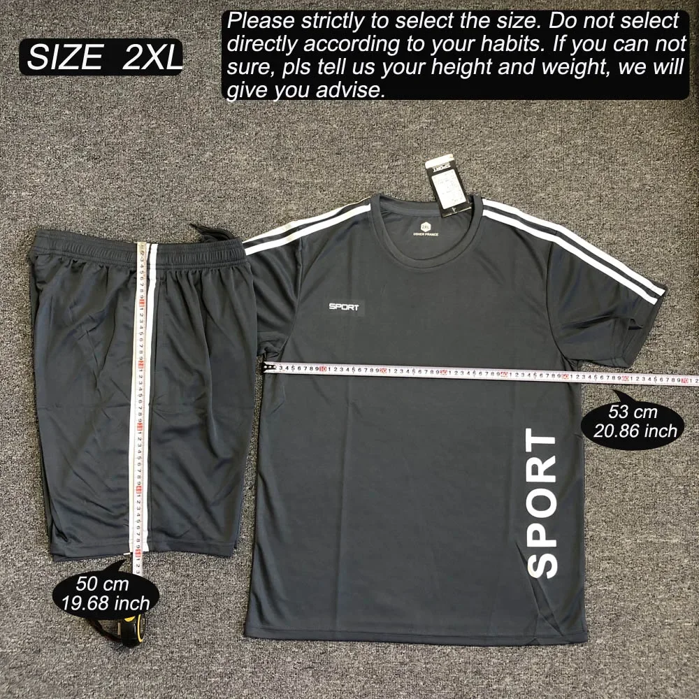 Ropa deportiva para correr para hombre, camiseta con estampado de poliéster y pantalones cortos, traje deportivo de secado rápido, conjunto de 2 piezas para correr, verano 2024
