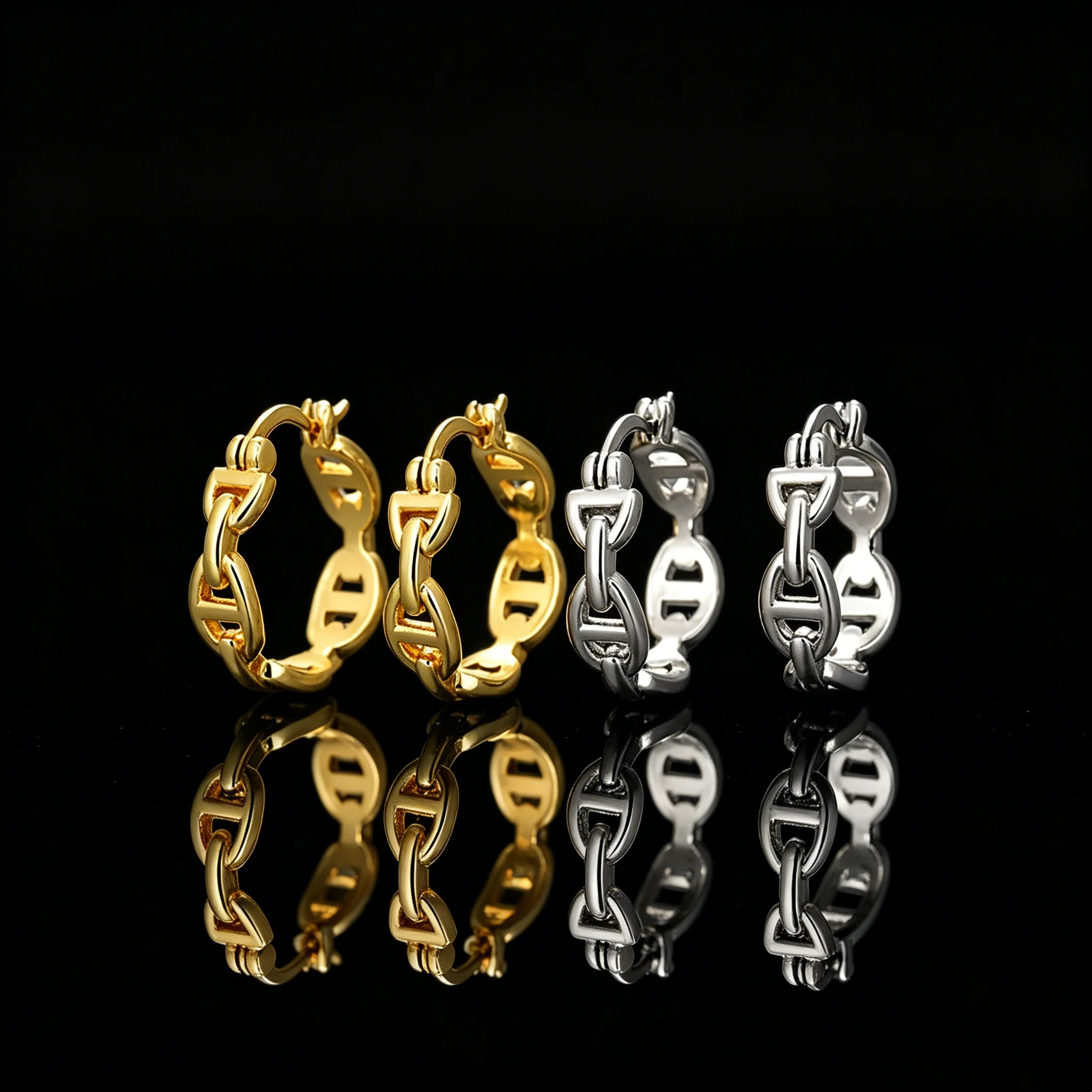 Clips de Oreja Circulares Huecos Vintage, Plata S925, Accesorios Diarios para las Orejas