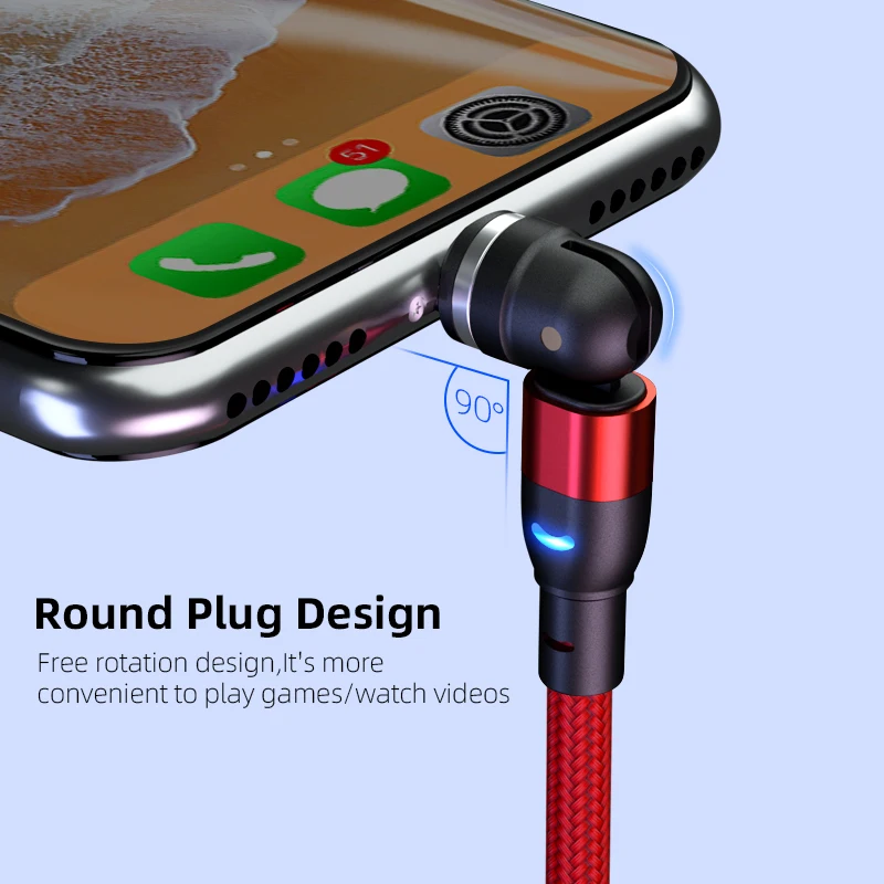 Cable magnético giratorio 540, cargador magnético de carga rápida, Cable Micro USB tipo C, Cable de teléfono móvil para iPhone Xiaomi