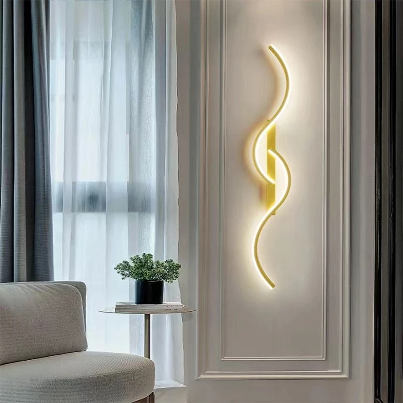Lámpara de pared LED moderna, luz Led minimalista para dormitorio, mesita de noche, apliques de pared de tira larga, sala de estar, sofá, accesorio de iluminación interior para el hogar