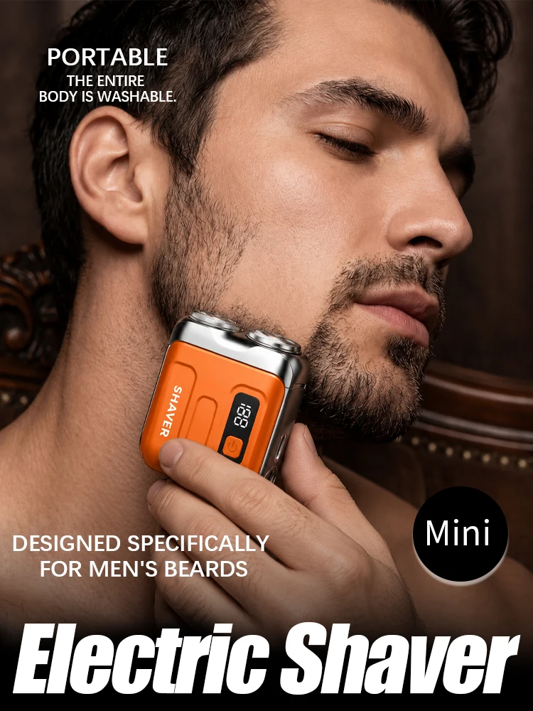 Afeitadora eléctrica para hombre, recargable, impermeable, mini, portátil, para barba, afeitadora en seco/húmedo
