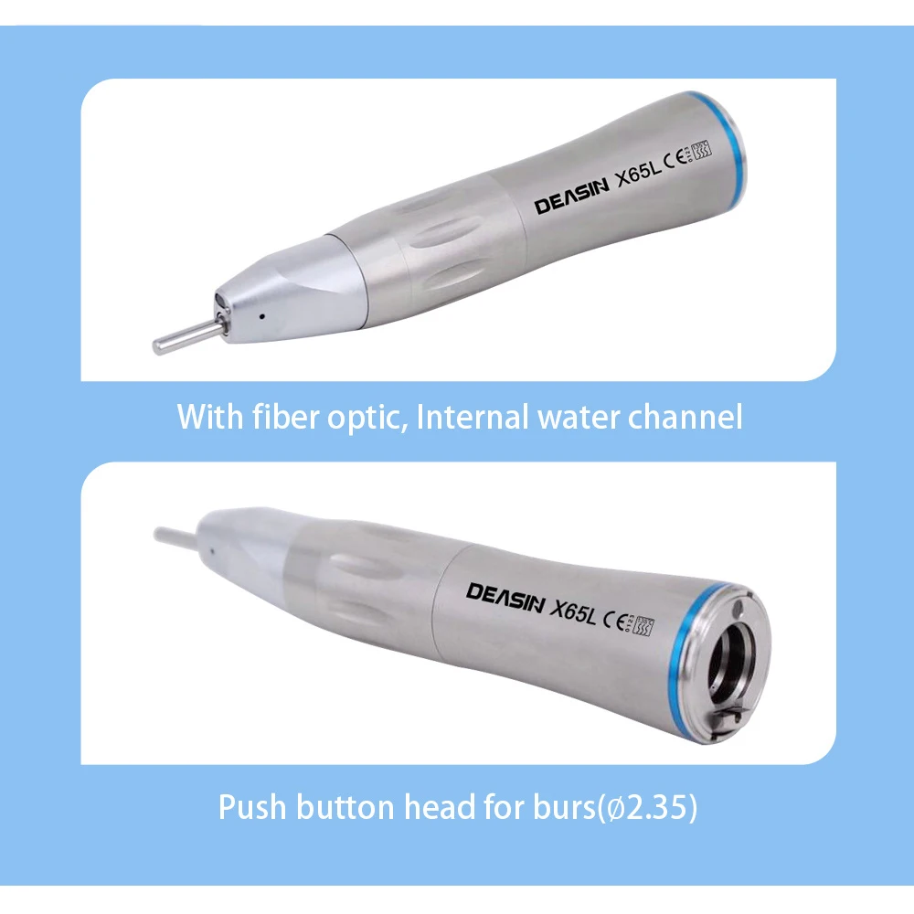 Pieza de mano recta para odontología X65L, anillo azul 1:1, pieza de mano de agua interior recta con fibra óptica para uso en cirugía de implantes dentales