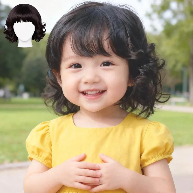 Peluca rubia rizada para bebé, accesorios para la cabeza para niños, corona para niña, accesorios para el cabello amarillo claro, accesorios para niños, adornos para la cabeza para niños