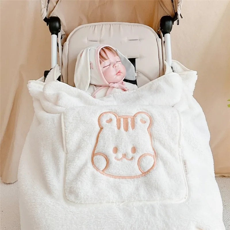 Manta de lana de invierno para bebé, taburete de cintura, capa, mantas para cochecito, mantas gruesas y cálidas para bebés, cubierta para carrito, manta, ropa de cama, cosas para bebé