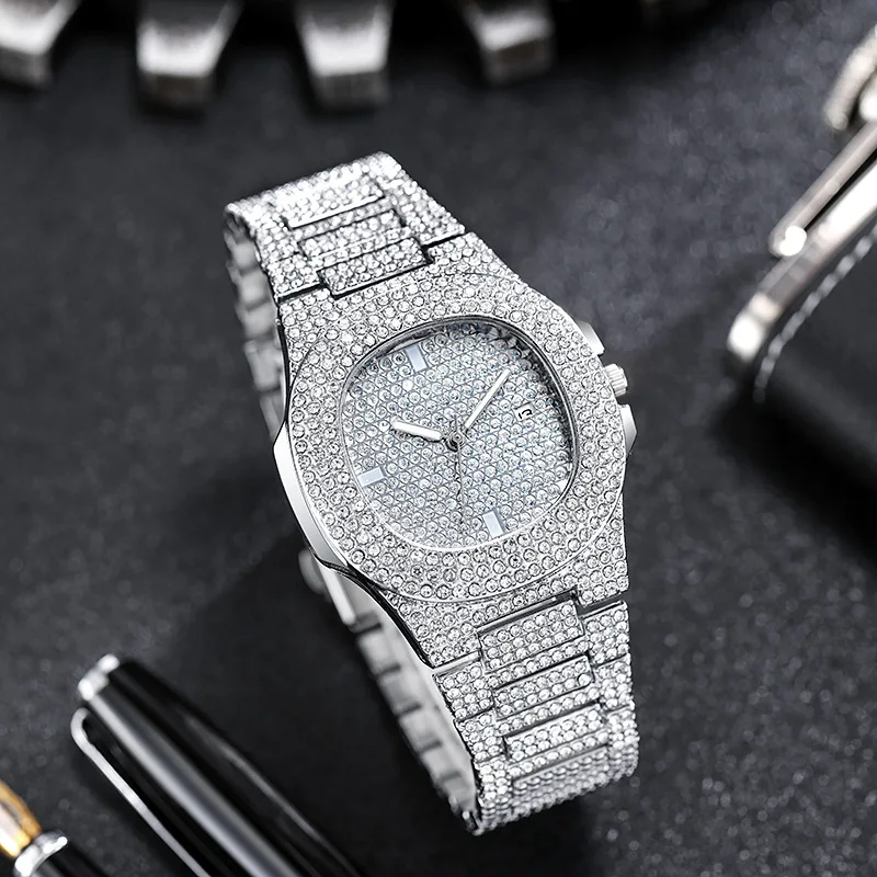 Reloj de cuarzo cuadrado para mujer, cronógrafo de pulsera de lujo, Color dorado y plateado, estilo Hip Hop, regalo para novio, novedad de 2022
