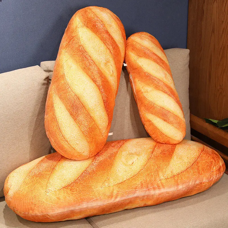 Almohada de Peluche de pan francés para hombre, relleno con imágenes impresas, comida, Peluche, decoración de fiesta, compañero de dormir, regalo