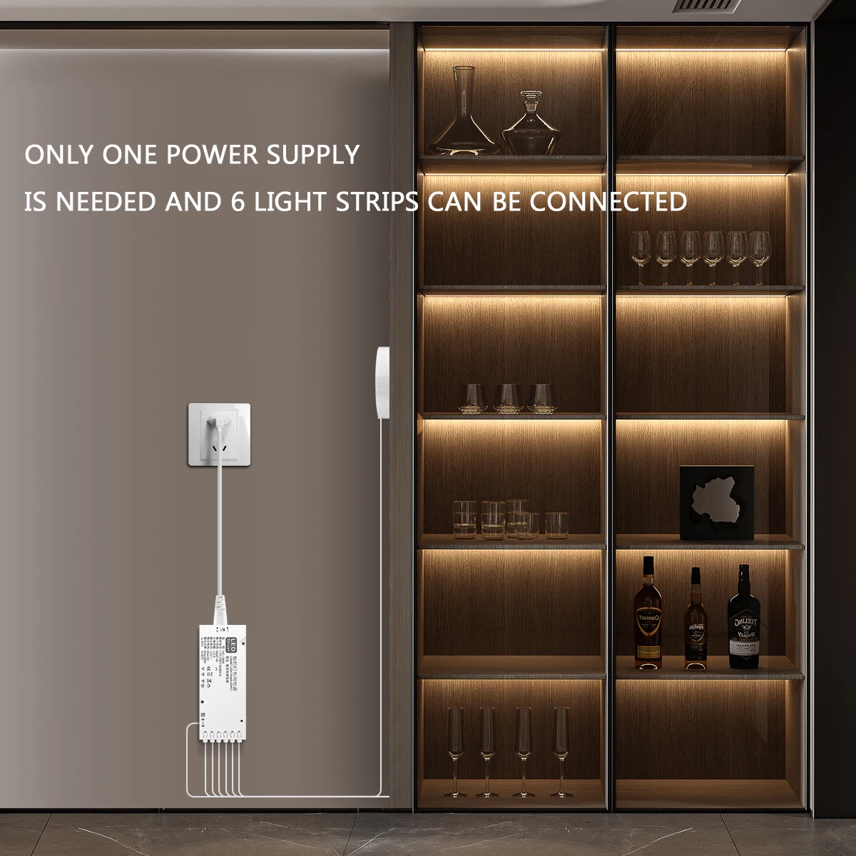 Tira Led COB para debajo del gabinete, luz con Sensor táctil de madera Penetrable, lámpara nocturna regulable para dormitorio, armario, iluminación interior de cocina