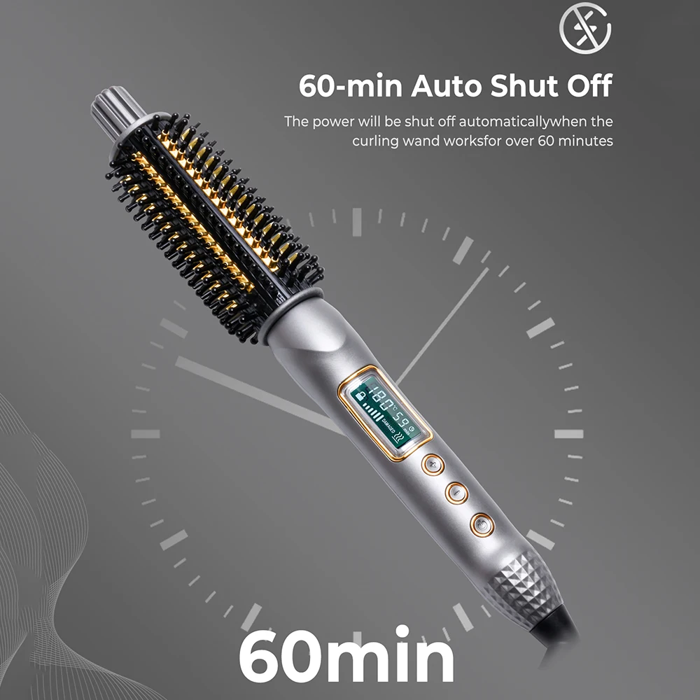 Rizador de pelo iónico de cerámica, cepillo de pelo de 32mm, alisador, volumizador de pelo antiescaldaduras, cepillo calentado, peine caliente eléctrico