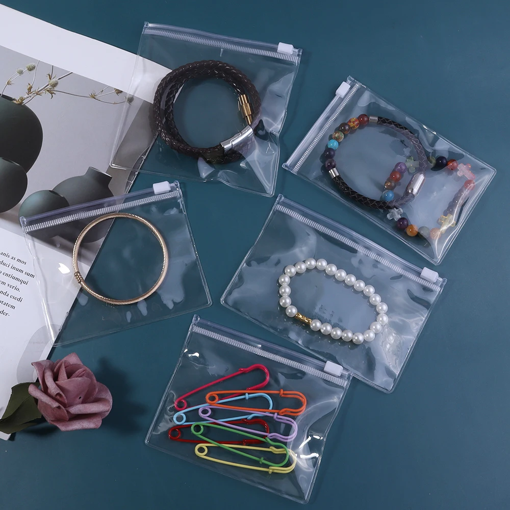 Bolsas de almacenamiento impermeables con cierre deslizante, bolsa para joyería, para almacenamiento de joyería DIY, embalaje de pulseras y pendientes, 10/20 Uds.
