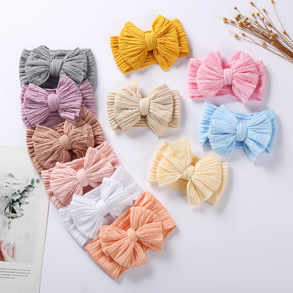 20 unids/lote, lazo de Cable sólido, turbante para bebé, diadema para niños, capas de nailon, diademas elásticas, accesorios de bandas para el cabello para recién nacido, niño y niña