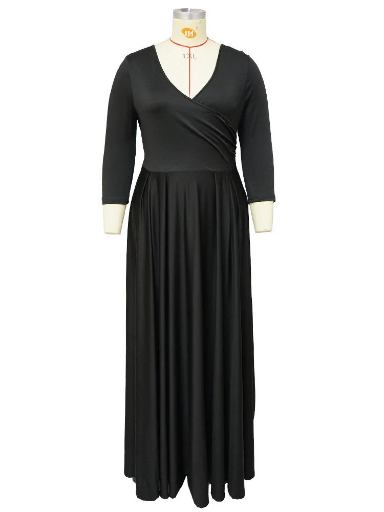 Wmstar-vestidos de fiesta de talla grande para mujer, ropa de otoño, cuello en V, vendaje, dobladillo grande, elegante vestido Maxi de fiesta, venta al por mayor, triangulación de envíos