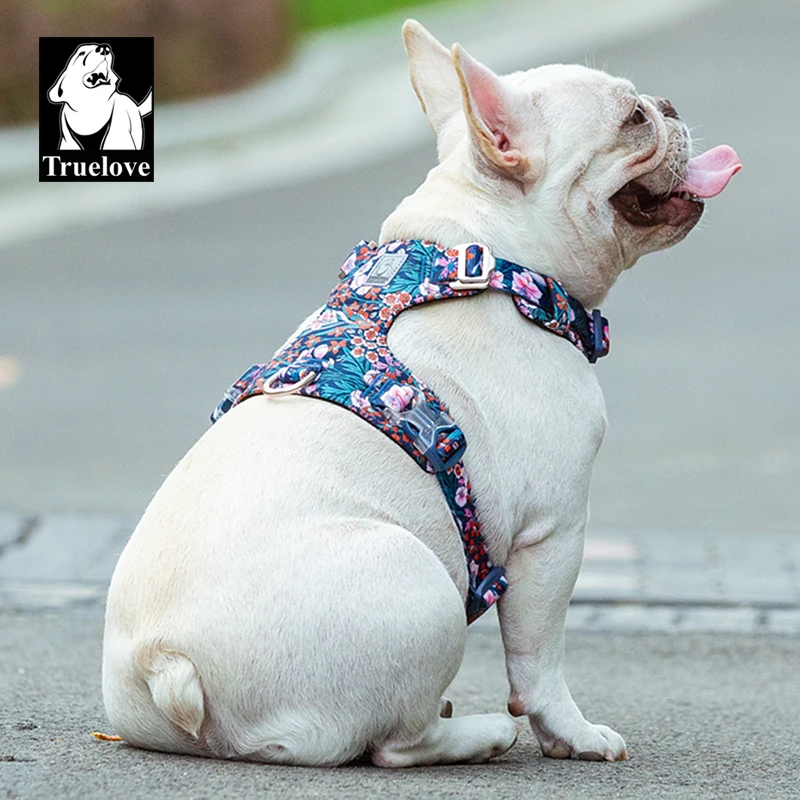 Truelove-arnés para perros, nuevo diseño de moda, arnés para perros pequeños y grandes, algodón Floral, varios tamaños, reflectante ajustable TLH6283