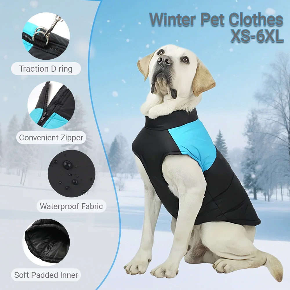 Chaqueta para perro de otoño e invierno con anillo en D para perros pequeños y grandes, ropa cálida impermeable con cremallera para cachorros, disfraces para mascotas Labrador Yorkies