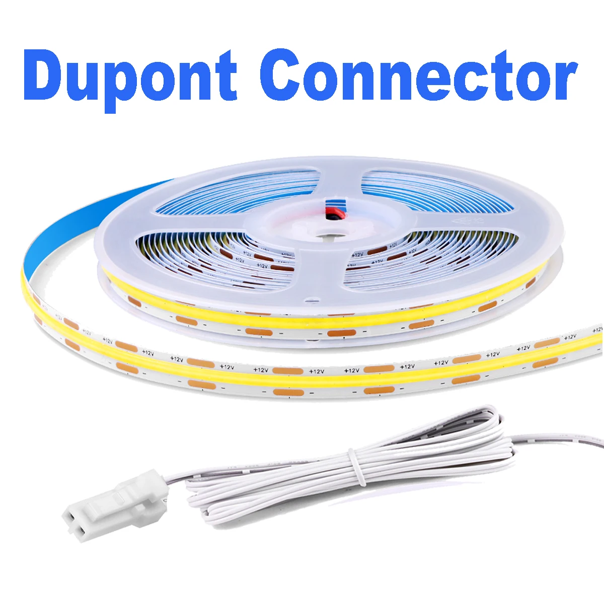 Tira de Luz LED COB Dupont Interface, Iluminación Lineal de Alta Densidad, Cinta Flexible, Lámpara Paralela, Decoración para Estantes de Armario, DC12V
